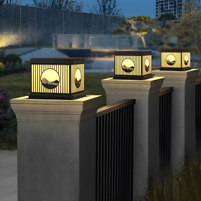 Modern Solar Outdoor Deck Post Lights, High Temperature Resistant, Waterproof, Rustproof with Imitation Marble Lampshade for Patio, Garden, and More-ErisView-16