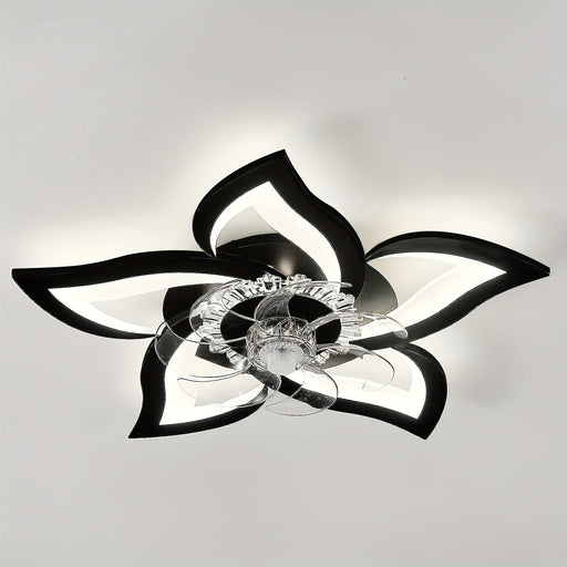 Modern Star-Shaped LED Ceiling Fan with Light and Remote Control, Dimmable Ceiling Fan for Living Room Bedroom Kitchen-Black-ErisView