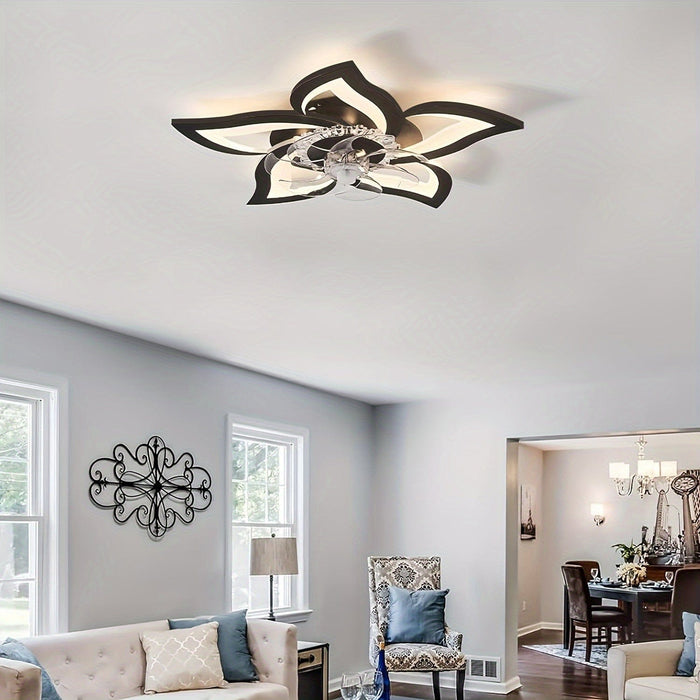 Modern Star-Shaped LED Ceiling Fan with Light and Remote Control, Dimmable Ceiling Fan for Living Room Bedroom Kitchen-ErisView