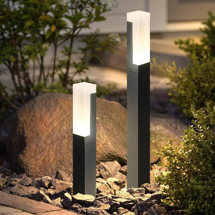 Modernist Aluminum LED Garden and Pathway Lights, Sleek Black Post Design for Stylish Outdoor Illumination and Enhanced Security-ErisView-12