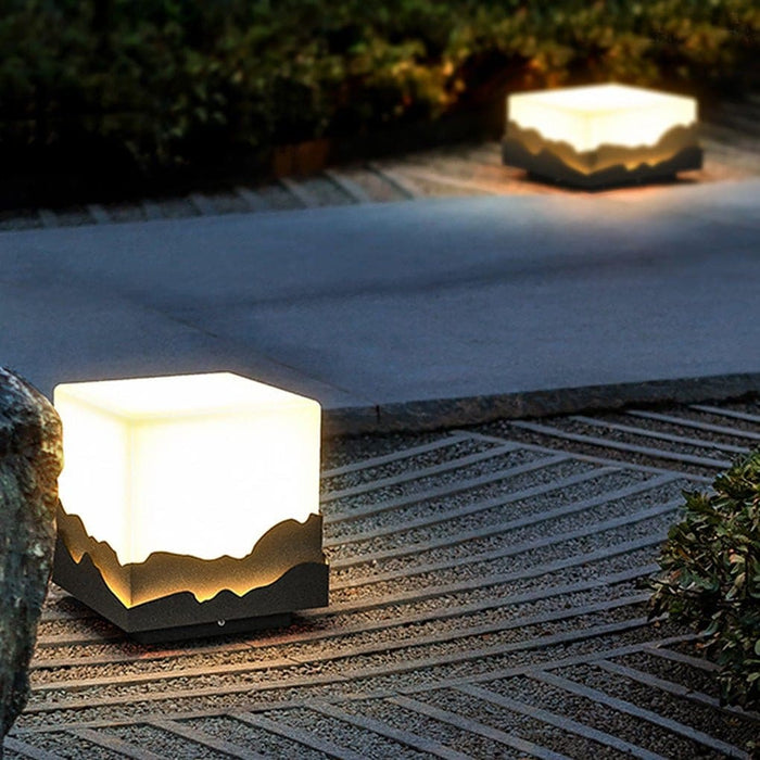 Mountain Scenery Design Solar Garden Lights, Stainless Steel, Waterproof, Rust-Proof, High Light Transmittance for Path, Yard, Lawn, Patio-ErisView-7