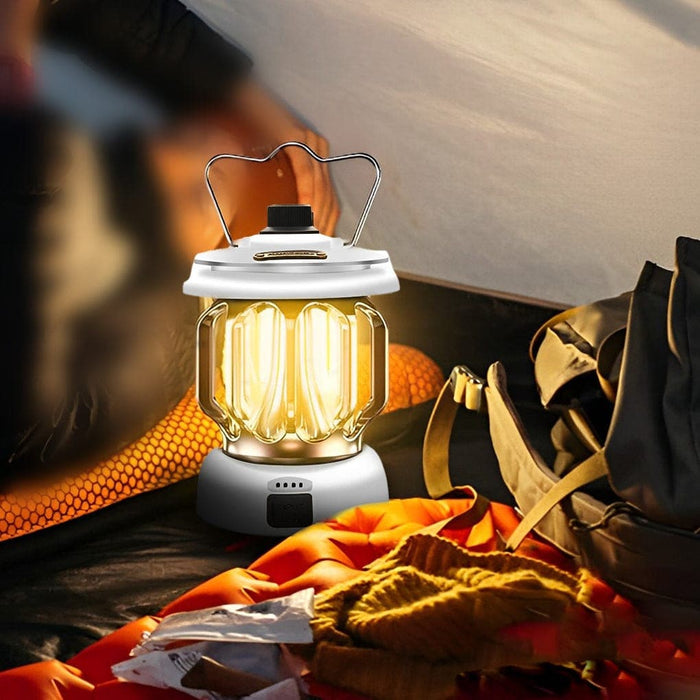 Multifunctional Retro Outdoor Camp Lantern with Adjustable Brightness, Fast Charging, and Power Bank Feature for Warm Tent Lighting-ErisView-2