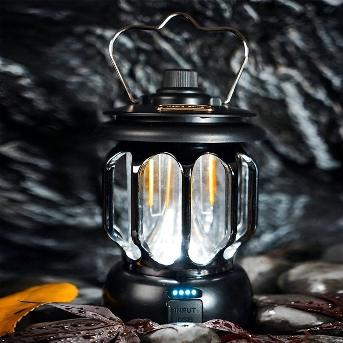 Multifunctional Retro Outdoor Camp Lantern with Adjustable Brightness, Fast Charging, and Power Bank Feature for Warm Tent Lighting-ErisView-5