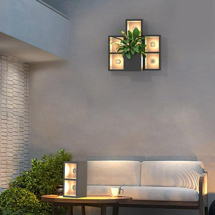 Multifunctional Wall Light Fixture and Flowerpot Combo, Stylish Stainless Steel and Glass Sconce for Outdoor Decor and Organization-ErisView-7