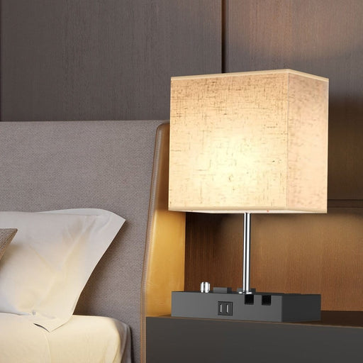 Bedside Lamps Table Lamp with 2 USB Ports, Modern Nightstand Lamp with 2 Phone Stands ErisView