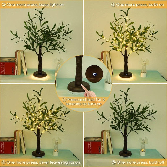 Olive Tree-Shaped Table Lamp Desk Lamp, Rechargeable Table Lamp for Living Room Bedroom Night Stand End Table Side Decor-ErisView