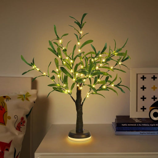 Olive Tree-Shaped Table Lamp Desk Lamp, Rechargeable Table Lamp for Living Room Bedroom Night Stand End Table Side Decor-ErisView