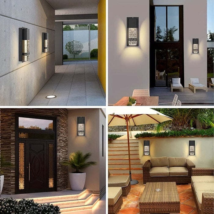 Outdoor Black Waterproof LED Wall Sconce, Outdoor Dusk to Dawn Wall Light Fixture with Glass Diffuser for Porch Patio Garden Hallway Garage Wall-ErisView