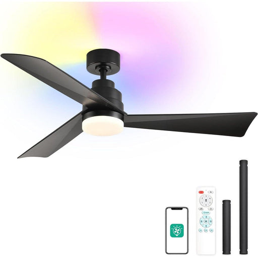 Outdoor Fans with Lights and Remote Control, Dimmable RGB Ceiling Fan for Bedroom Living Room, Outdoor Fan for Patio-1-ErisView