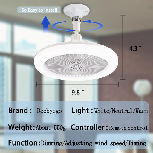 Outdoor Fans with Lights and Remote Control, Small Enclosed Dimming Ceiling Fan, Wireless Low Profile Ceiling Fan for Indoor Outdoor Use-6-ErisView