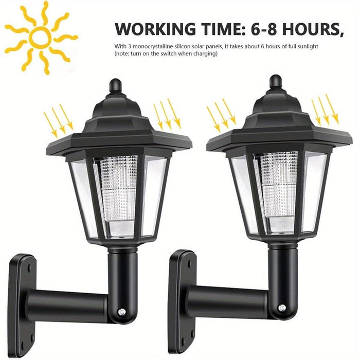 Outdoor LED Solar Sconce, Retro LED Wall Lamp Lantern Wall Light for Garden Decor, Set of 2-ErisView