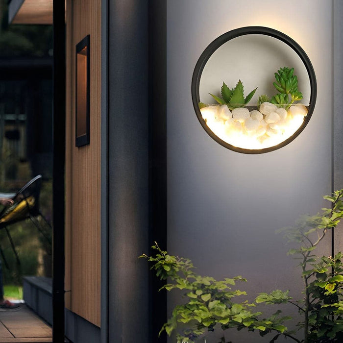 Outdoor LED Wall Sconce with Simulated Stones and Plants, Decorative Landscape Lighting for Garden, Balcony, Villa, and Courtyard-ErisView-10