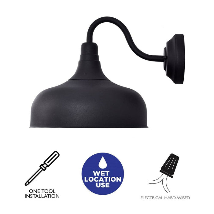 Outdoor Matte Black LED Dimmable Barn Light Wall Light-ErisView