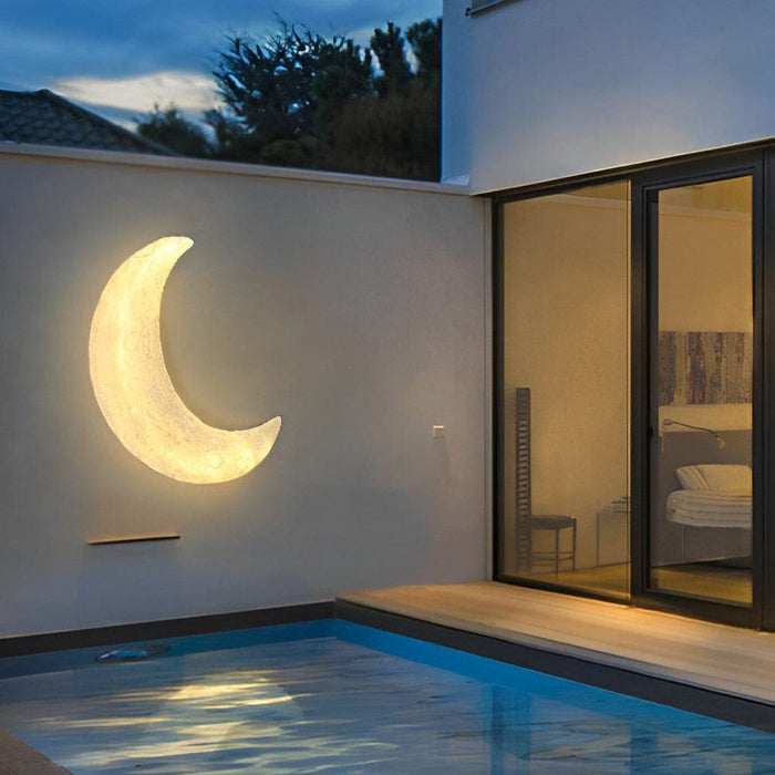 Outdoor Moon Shaped LED Wall Light, Bright, Warm, Energy-Saving, Waterproof, Rust-Resistant Resin & Glass Fiber Porch Lamp for Romantic Atmosphere-ErisView-2