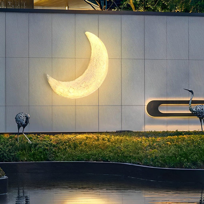 Outdoor Moon Shaped LED Wall Light, Bright, Warm, Energy-Saving, Waterproof, Rust-Resistant Resin & Glass Fiber Porch Lamp for Romantic Atmosphere-ErisView-3