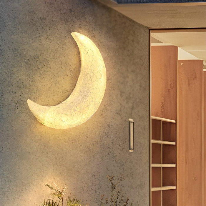 Outdoor Moon Shaped LED Wall Light, Bright, Warm, Energy-Saving, Waterproof, Rust-Resistant Resin & Glass Fiber Porch Lamp for Romantic Atmosphere-ErisView-4