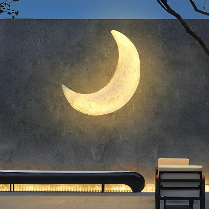 Outdoor Moon Shaped LED Wall Light, Bright, Warm, Energy-Saving, Waterproof, Rust-Resistant Resin & Glass Fiber Porch Lamp for Romantic Atmosphere-ErisView-5