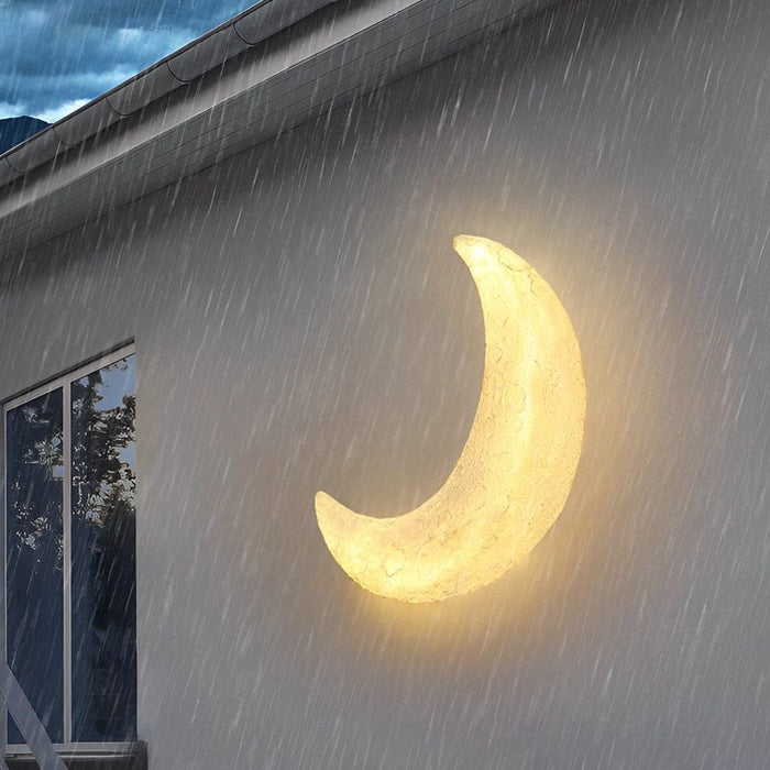 Outdoor Moon Shaped LED Wall Light, Bright, Warm, Energy-Saving, Waterproof, Rust-Resistant Resin & Glass Fiber Porch Lamp for Romantic Atmosphere-ErisView-6