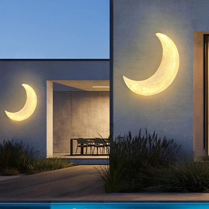 Outdoor Moon Shaped LED Wall Light, Bright, Warm, Energy-Saving, Waterproof, Rust-Resistant Resin & Glass Fiber Porch Lamp for Romantic Atmosphere-ErisView-1