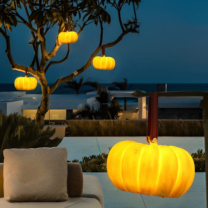 Outdoor Pumpkin-Shaped Resin Garden Lamp with IP65 Waterproof Rating, LED Light Source, and Durable Leather Handle for Playful and Reliable Yard Lighting-ErisView-3