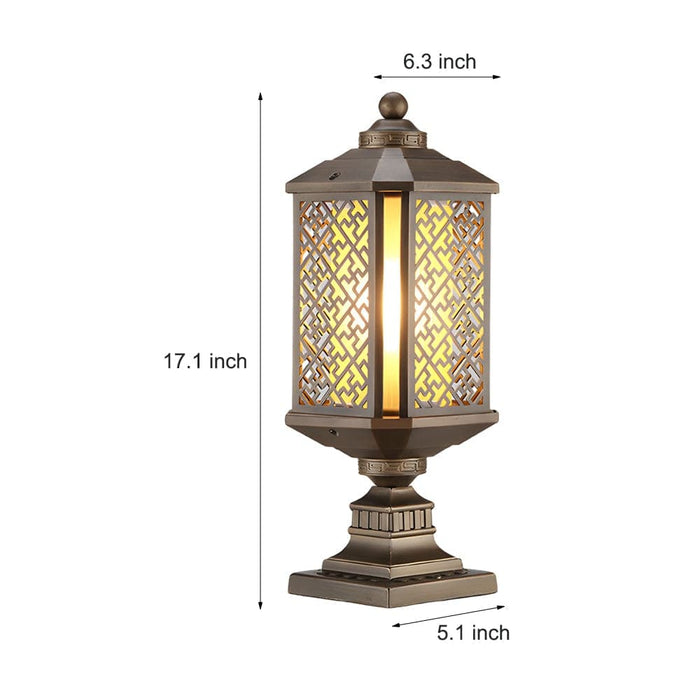 Outdoor Retro Deck Post Light, Die-Cast Aluminum, Antique Glass Shade, E27 Bulb Compatible, Waterproof, Ideal for Garden & Patio Lighting-ErisView-7