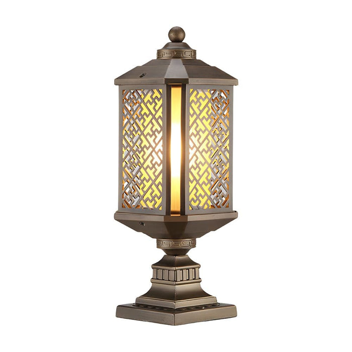 Outdoor Retro Deck Post Light, Die-Cast Aluminum, Antique Glass Shade, E27 Bulb Compatible, Waterproof, Ideal for Garden & Patio Lighting-ErisView-8