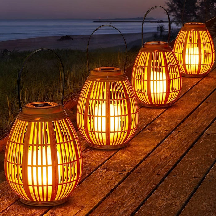 Portable Imitation Bamboo Solar Lantern with Candle-Like Glow, 2W Solar Panel, 600mAh Battery, IP44 Waterproof for Indoor & Outdoor Use-ErisView-3