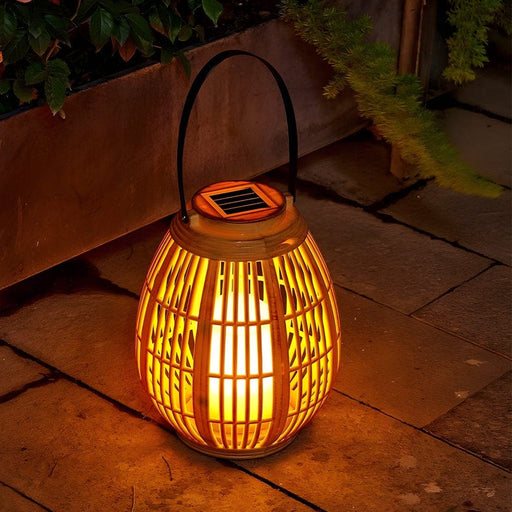 Portable Imitation Bamboo Solar Lantern with Candle-Like Glow, 2W Solar Panel, 600mAh Battery, IP44 Waterproof for Indoor & Outdoor Use-ErisView-1