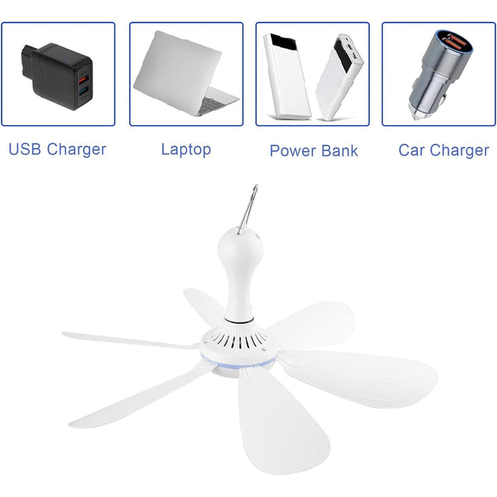 Portable Remote Control Fan, Silent Small DC Ceiling Fan, Hanging Fan for Rv Trailer Camping Tent Cruise Room Home, Outdoor Fan for Gazebo-6-ErisView