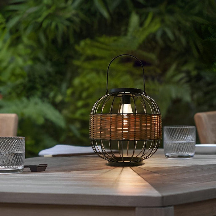 Portable Retro Solar Rattan Lantern, Outdoor Hanging Light with Warm LED, Durable & Weatherproof, Auto On/Off for Garden, Patio, Table Decor-ErisView-2