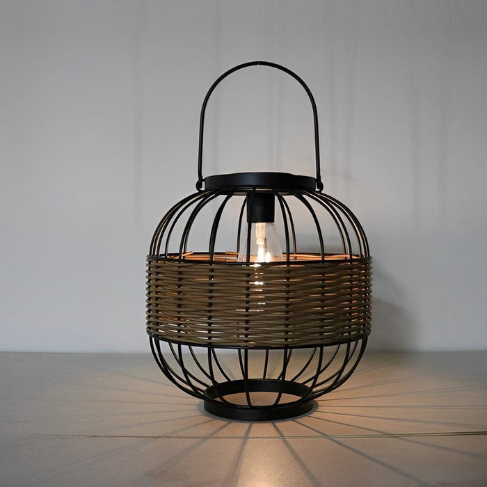 Portable Retro Solar Rattan Lantern, Outdoor Hanging Light with Warm LED, Durable & Weatherproof, Auto On/Off for Garden, Patio, Table Decor-ErisView-3