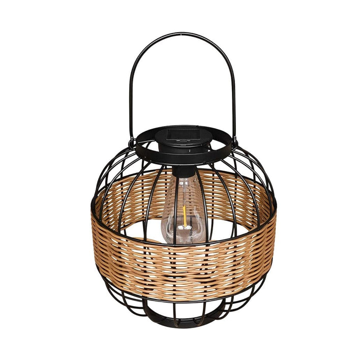 Portable Retro Solar Rattan Lantern, Outdoor Hanging Light with Warm LED, Durable & Weatherproof, Auto On/Off for Garden, Patio, Table Decor-ErisView-6