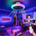 RGB Bladeless Ceiling Fan with Remote, Modern White Low Profile Flush Mount Ceiling Fan with Bluetooth Speaker for Bedroom Living Room Kids Room-6-ErisView