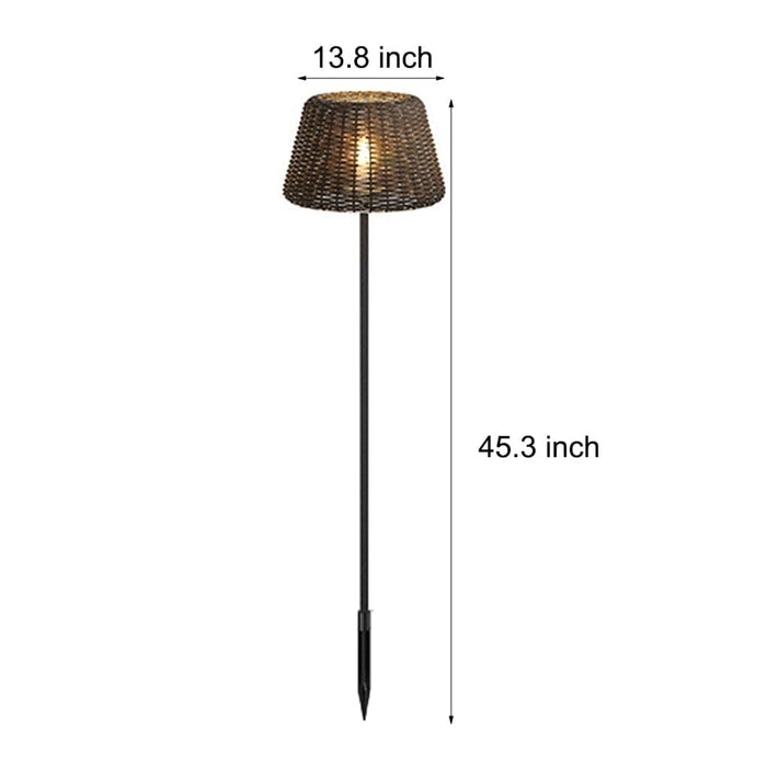 Rattan Shade Ralph Outdoor Floor Lamp with Stake, Handwoven Rattan, Stainless Steel, IP65 Waterproof for Pathways, Gardens, and Lawns-ErisView-5