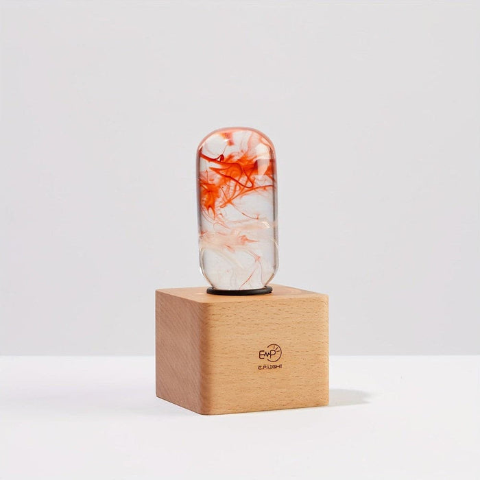 Red and White Capsule-Shaped EP Light Table Lamp with Wooden Base Creative Decorative Lamp for Home Office-ErisView