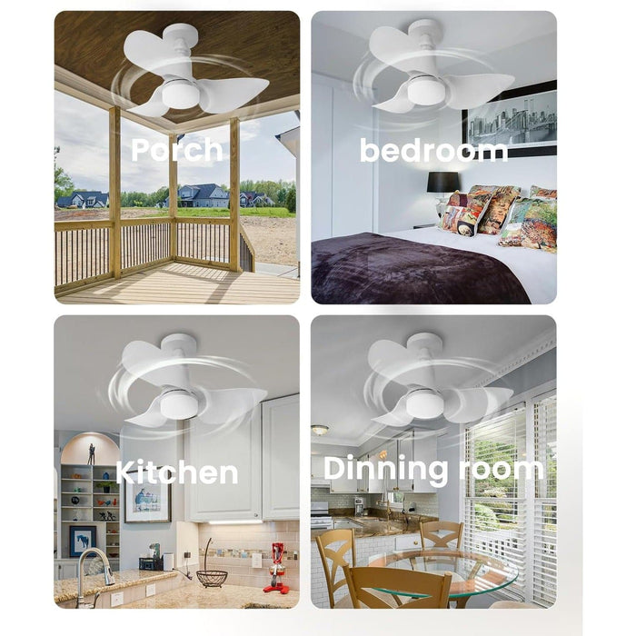 Remote Control Ceiling Fan and Light, Small Ceiling Fan with Light, Socket Fan Light with Remote Control for Bedroom Kitchen Dining Room Corridor-3-ErisView