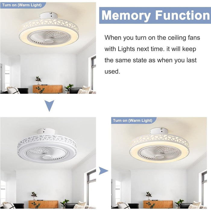 Remote Control Ceiling Fan with Light, Modern LED Dimmable Low Profile Enclosed Ceiling Fan for Bedroom Living Room -4-ErisView