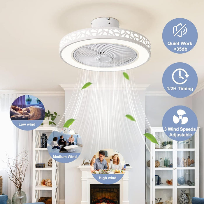 Remote Control Ceiling Fan with Light, Modern LED Dimmable Low Profile Enclosed Ceiling Fan for Bedroom Living Room -5-ErisView