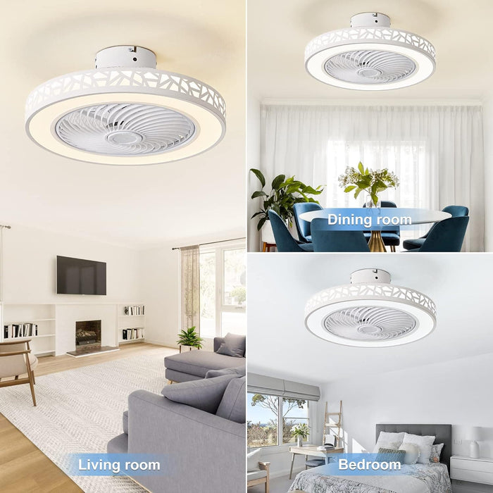 Remote Control Ceiling Fan with Light, Modern LED Dimmable Low Profile Enclosed Ceiling Fan for Bedroom Living Room -6-ErisView