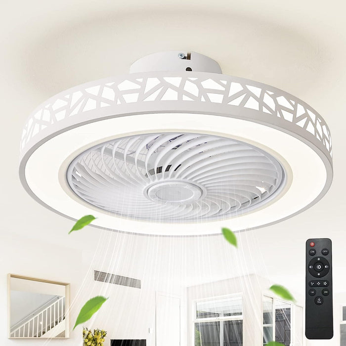 Remote Control Ceiling Fan with Light, Modern LED Dimmable Low Profile Enclosed Ceiling Fan for Bedroom Living Room -1-ErisView