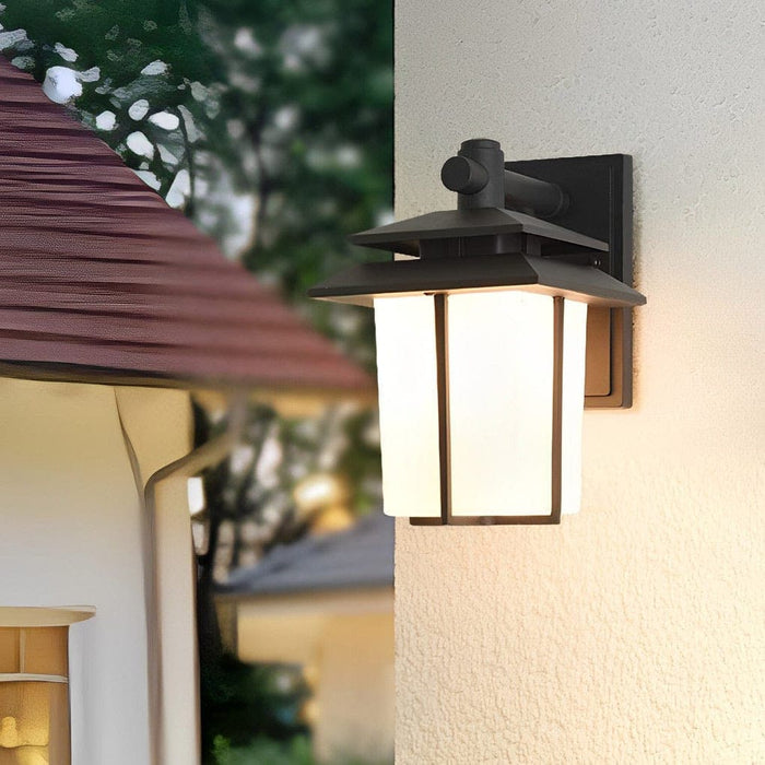 Retro Black Bronze Outdoor Wall Light with Frosted Glass Shade, Ideal for Porch, Patio, Garage, and More, Weather Resistant and Durable-ErisView-11