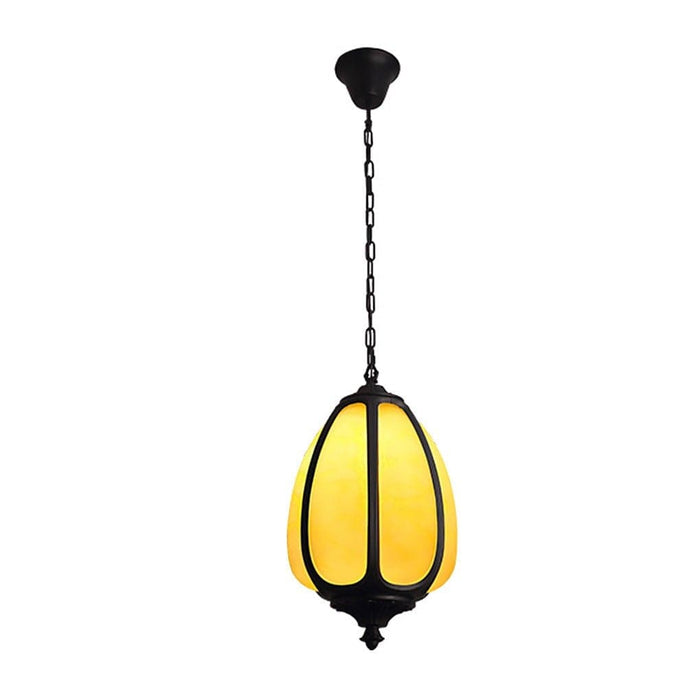 Retro Design Chandelier with Adjustable 23'' Pendant Chain, Durable Die-Cast Aluminum Holder, and Unique Marble-Like Lamp-Shell for Outdoor Ambience-ErisView-7