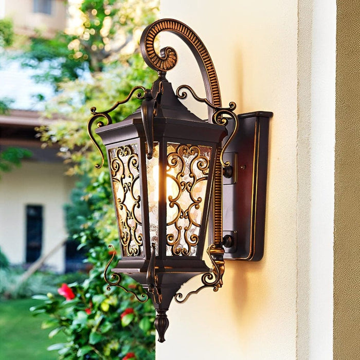 Retro European Style Outdoor Wall Light, Sturdy Aluminum with High Transmittance Glass Shade for Porch, Garage, Garden, and Entryway Lighting-ErisView-9