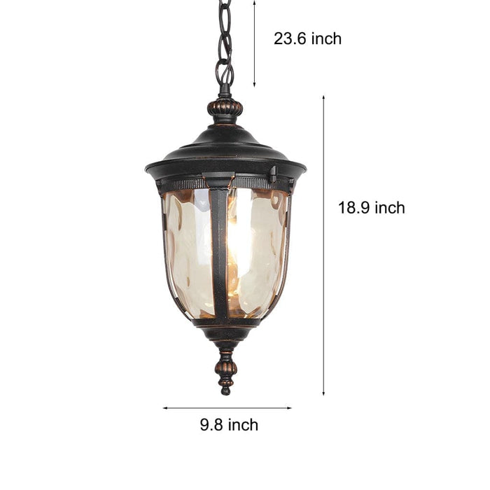 Retro Industrial Style Waterproof Aluminum Glass Pendant Light for Outdoor Spaces, Perfect for Porch, Patio, Entryway, Balcony, or Garage-ErisView-5