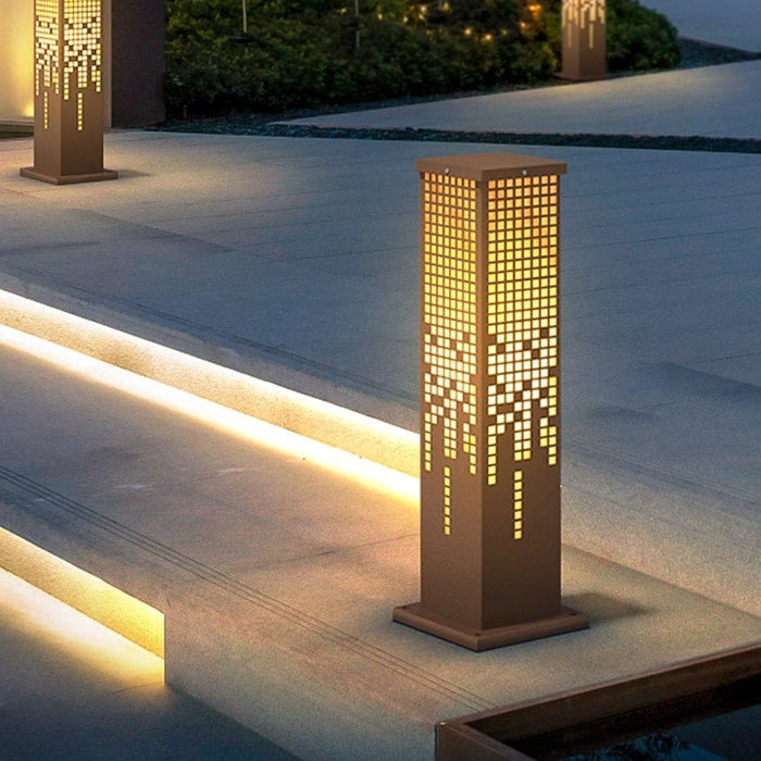 Retro Outdoor Pathway Lights with Hollow Texture Design for Garden, Lawn, and Walkway, Create a Warm and Harmonious Courtyard Atmosphere-ErisView-2