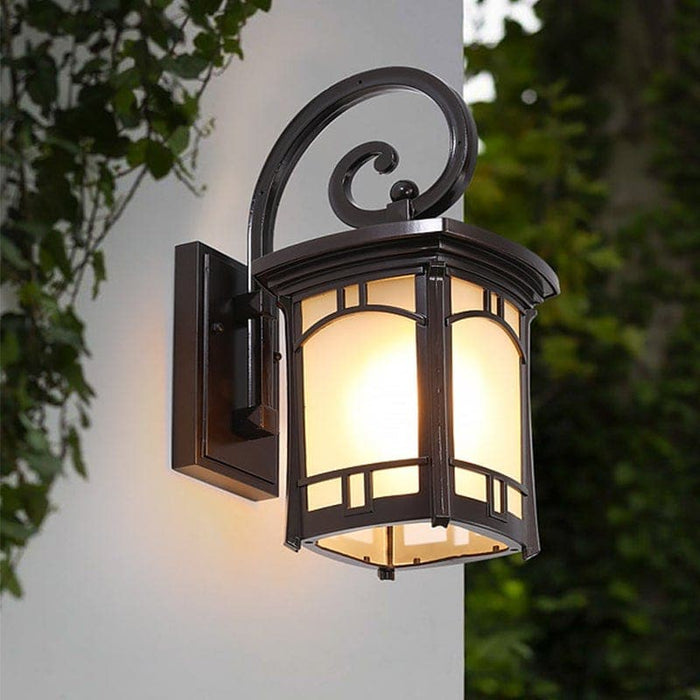 Retro Traditional Style Outdoor Wall Lights with Die-Cast Aluminum and Glass Shade, Energy Efficient LED, Frosted or Striped Options-ErisView-4