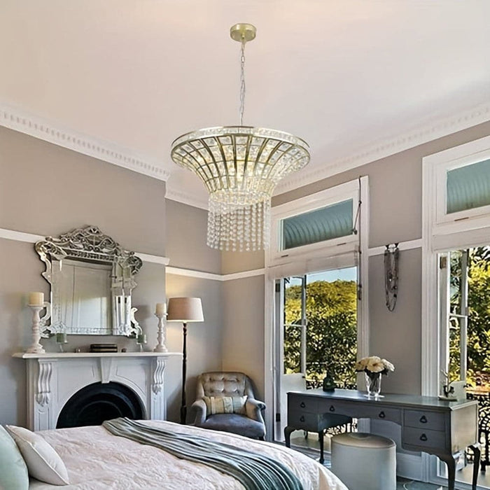 Round Drum Chandelier, Adjustable Luxury Ceiling Fixture for Bedroom Hallway Kitchen-ErisView