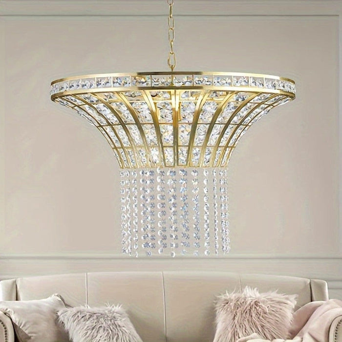 Round Drum Chandelier, Adjustable Luxury Ceiling Fixture for Bedroom Hallway Kitchen-ErisView