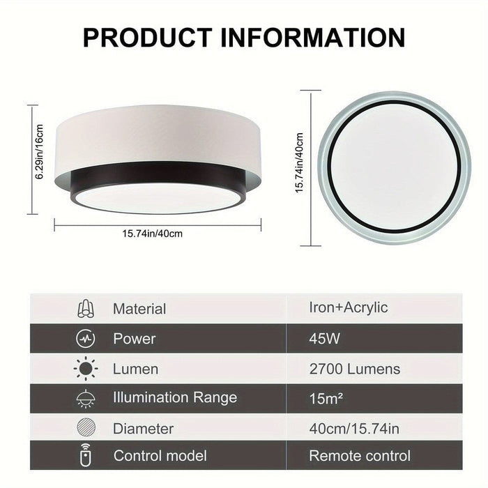 Round LED Dimmable Flush Mount Ceiling Light with Remote Control-ErisView