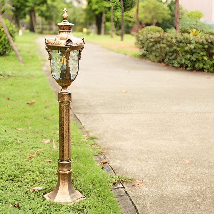 Rust-Proof Die-Cast Aluminum Outdoor Pathway Light with Glass Lampshade, Retro European Style, Waterproof, Ideal for Garden and Lawn Decoration-ErisView-23